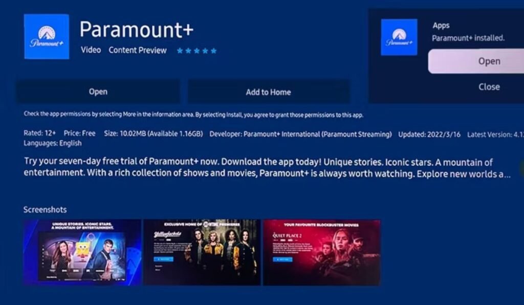 Paramount Plus.com Samsung TV